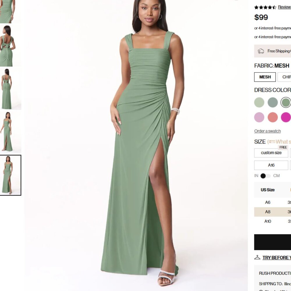 Azazie Jesaphine Dress in Matcha